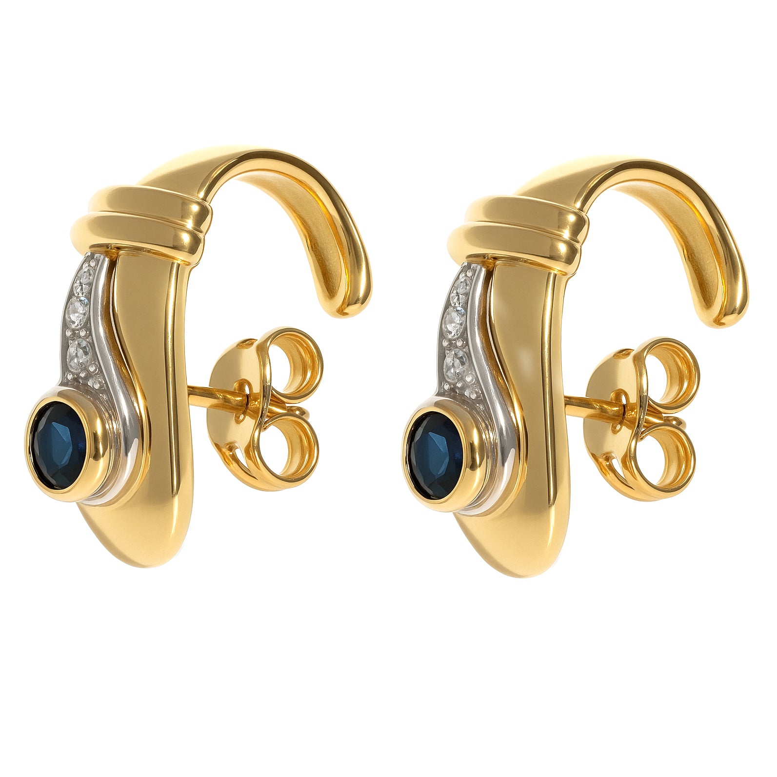 Orecchini - 18 carati Oro bianco, Oro giallo - 0.33ct. tw. Zaffiro - Diamante