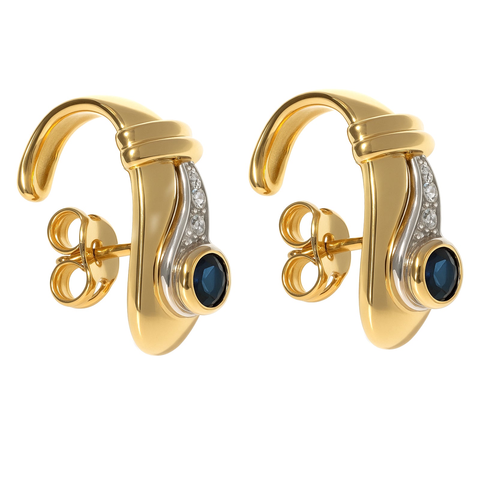 Orecchini - 18 carati Oro bianco, Oro giallo - 0.33ct. tw. Zaffiro - Diamante