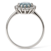 Anello - 18 carati Oro bianco - 1.34ct. tw. Acquamarina - Diamante