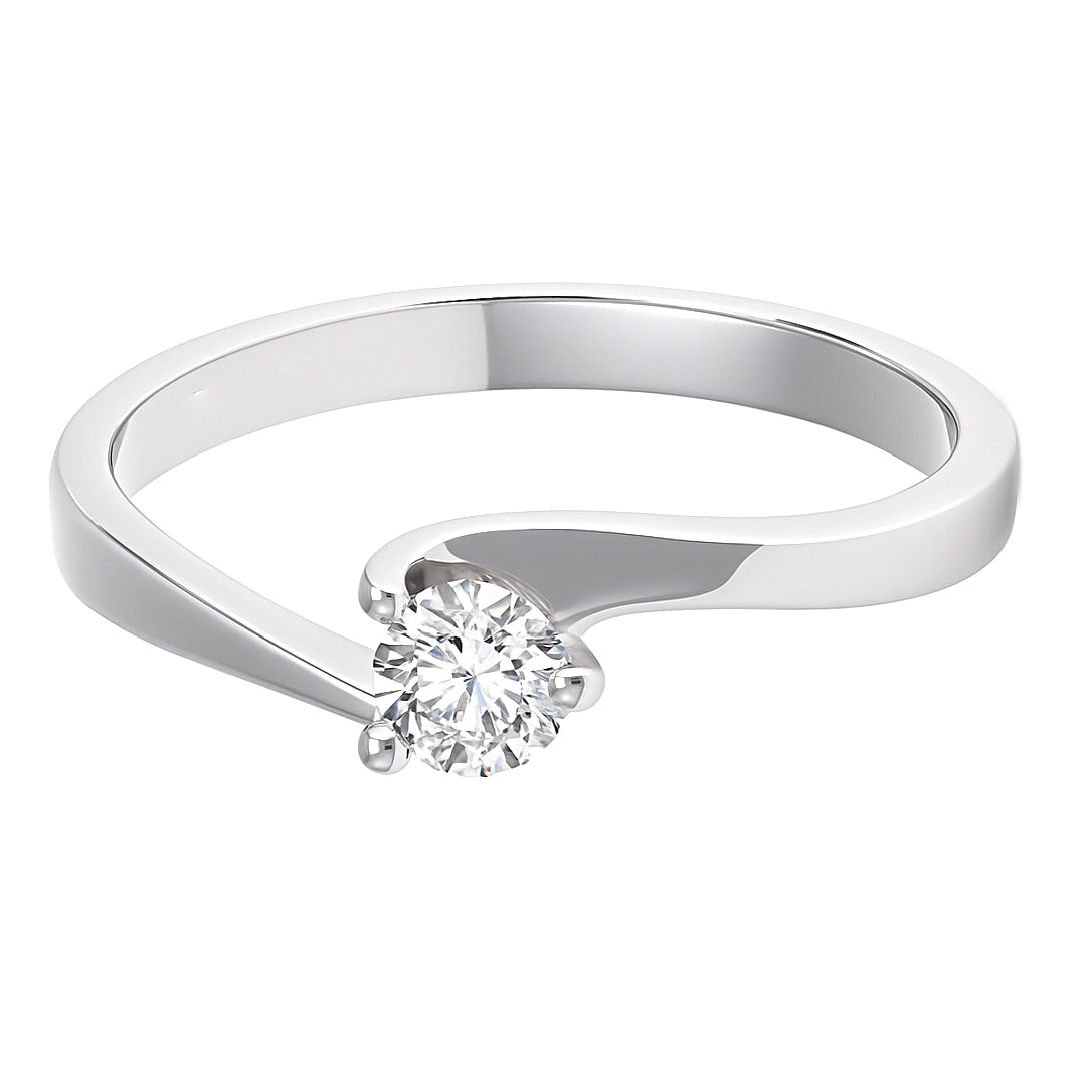 Anello - 18 carati Oro bianco - 0.15ct. tw. Diamante (Naturale)