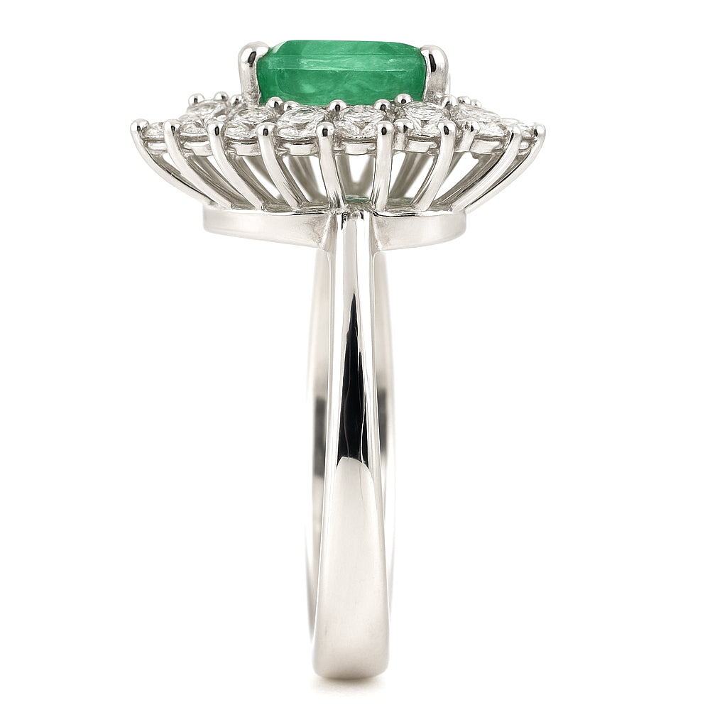 Anello - 18 carati Oro bianco - 3.70ct. tw. Smeraldo - Diamante