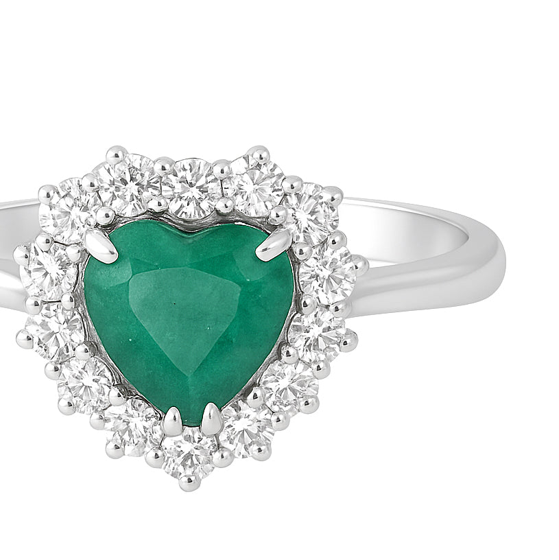 Anello - 18 carati Oro bianco - 1.75ct. tw. Smeraldo - Diamante