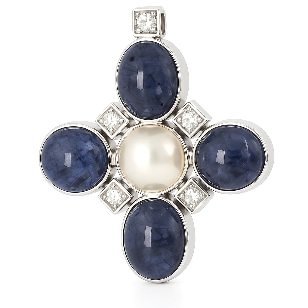 Ciondolo - 18 carati Oro bianco - 0.30ct. tw. Ametista - Diamante