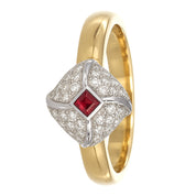 Anello - 18 carati Oro bianco, Oro giallo - 0.42ct. tw. Rubino - Diamante