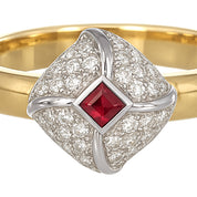 Anello - 18 carati Oro bianco, Oro giallo - 0.42ct. tw. Rubino - Diamante