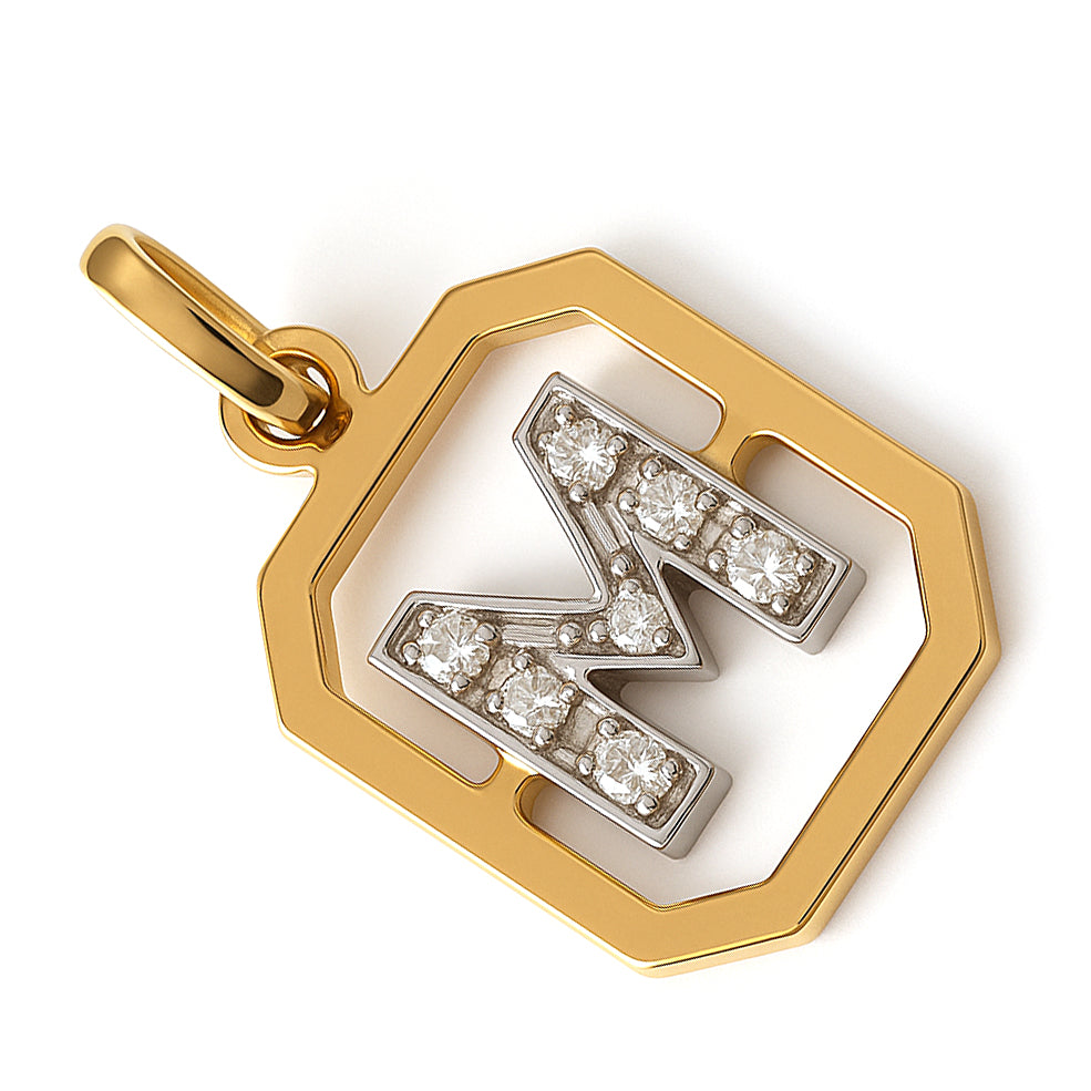 Ciondolo - 18 carati Oro bianco, Oro giallo - 0.07ct. tw. Diamante (Naturale)