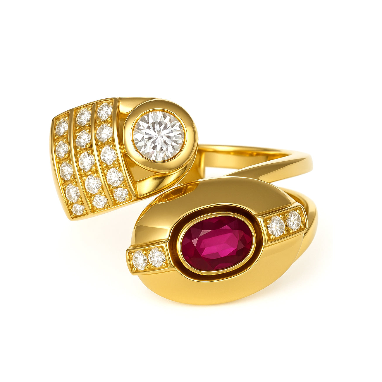 Anello - 18 carati Oro giallo - 1.31ct. tw. Rubino - Diamante