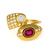 Anello - 18 carati Oro giallo - 1.31ct. tw. Rubino - Diamante