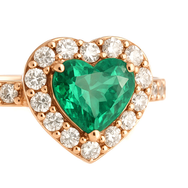 Anello - 18 carati Oro rosa - 1.62ct. tw. Smeraldo - Diamante