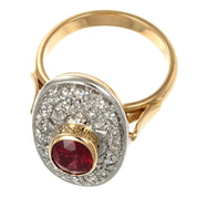 14 carati Oro giallo, Argento 925 - Anello - Rubino- Diamanti