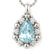 Collana con ciondolo - 18 carati Oro bianco - 0.32ct. tw. Acquamarina - Diamante