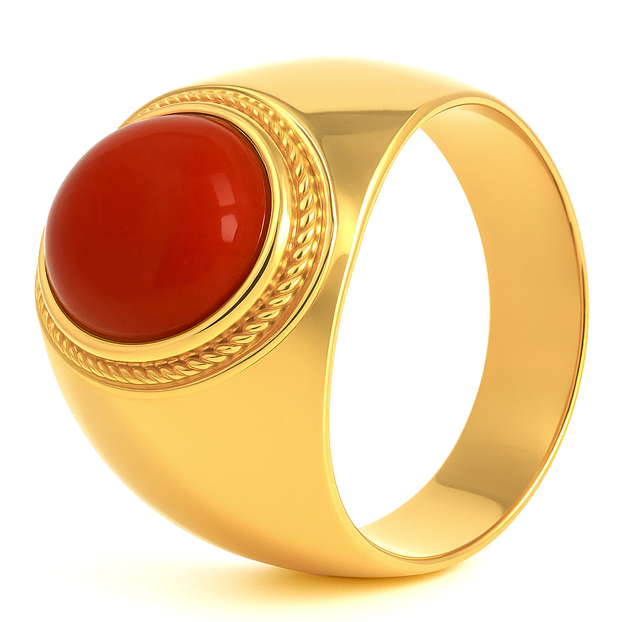 Anello - 18 carati Oro giallo Corallo