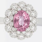 Anello - 18 carati Oro bianco - 0.77ct. tw. Diamante (Naturale) - Tormalina