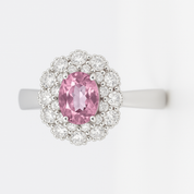 Anello - 18 carati Oro bianco - 0.77ct. tw. Diamante (Naturale) - Tormalina