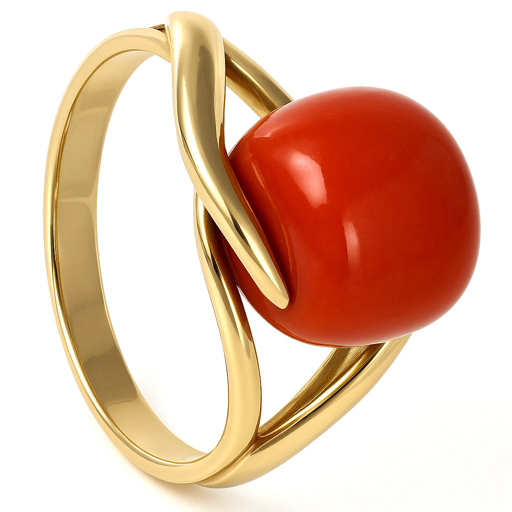 Anello - 18 carati Oro giallo Corallo