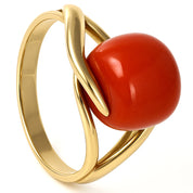 Anello - 18 carati Oro giallo Corallo