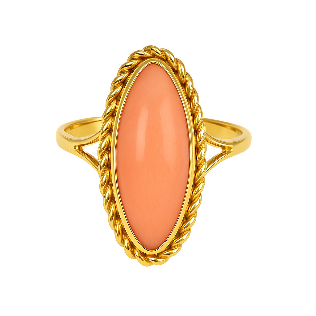 Anello - 18 carati Oro giallo Corallo