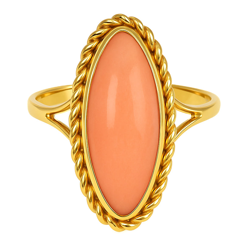 Anello - 18 carati Oro giallo Corallo
