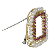 Spilla - 18 carati Oro giallo - 8.00ct. tw. Rubino - Perla