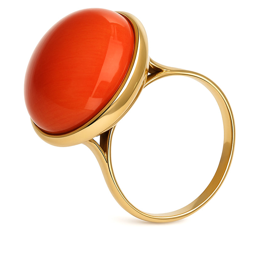 Anello - 18 carati Oro giallo Corallo