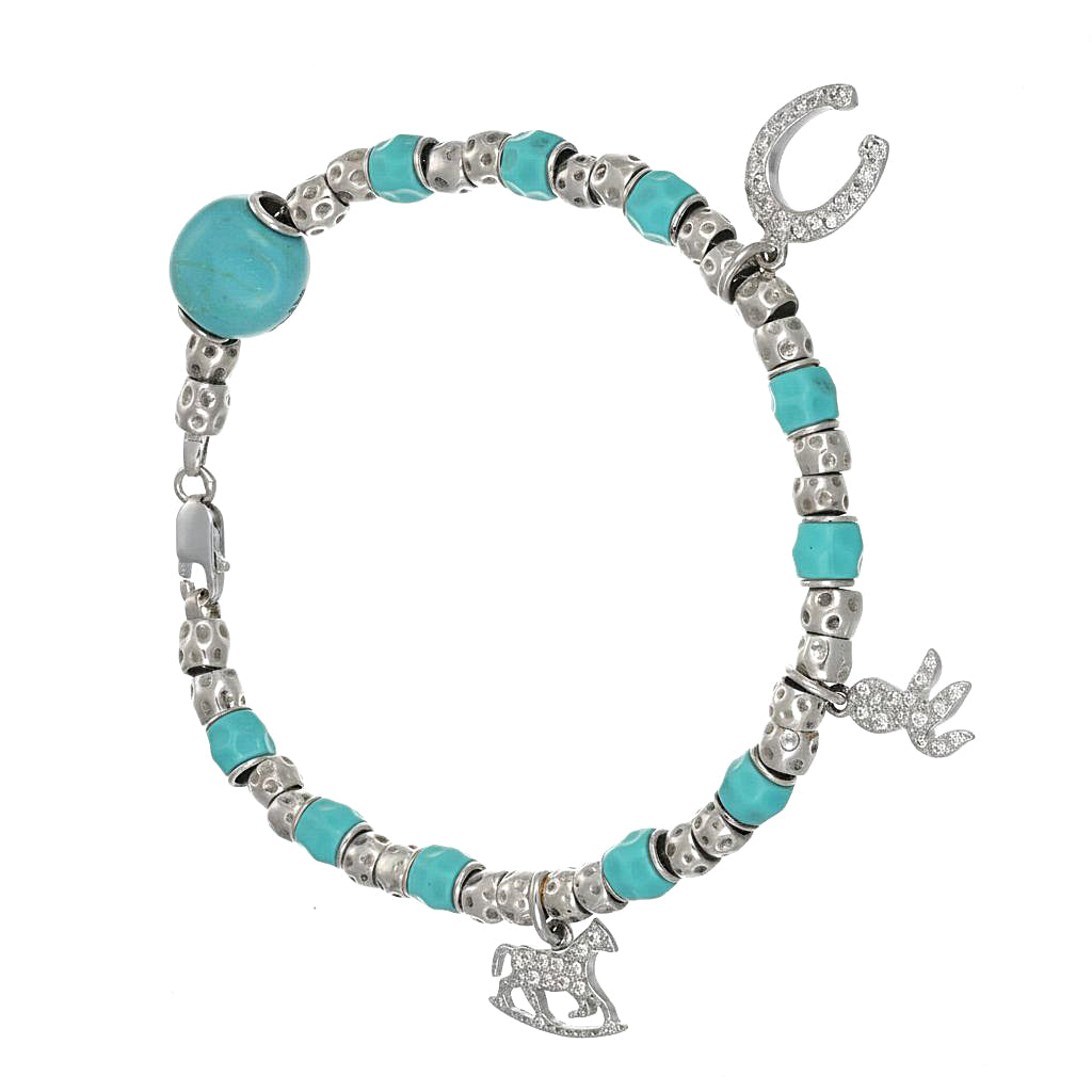 Bracciale - 18 carati Oro bianco - 0.92ct. tw. Turchese - Diamante