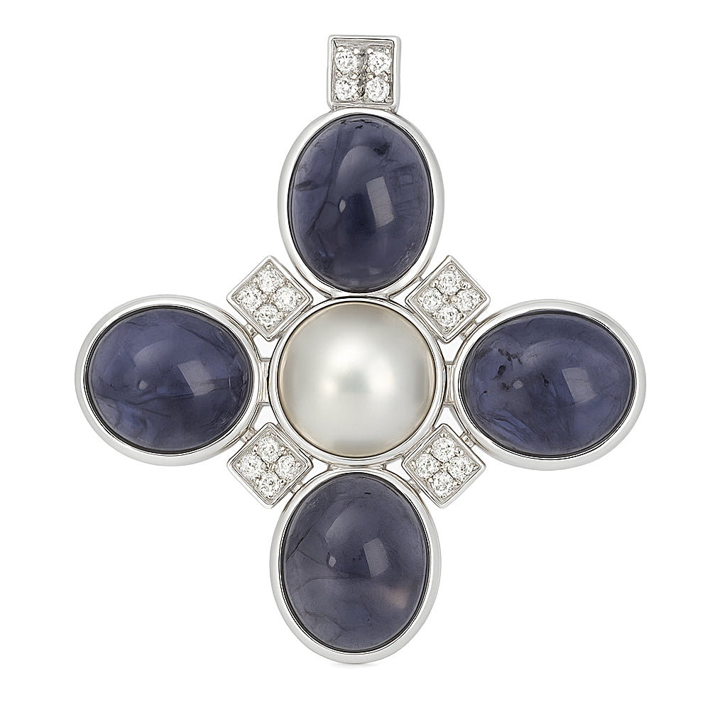 Ciondolo - 18 carati Oro bianco - 0.30ct. tw. Ametista - Diamante