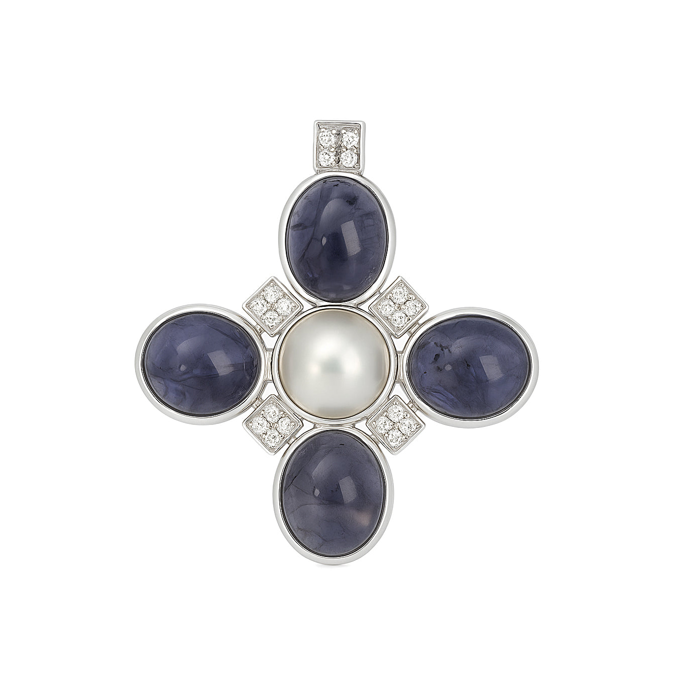 Ciondolo - 18 carati Oro bianco - 0.30ct. tw. Ametista - Diamante