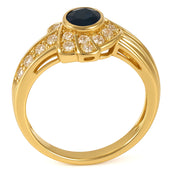 Anello - 18 carati Oro giallo - 0.82ct. tw. Zaffiro - Diamante