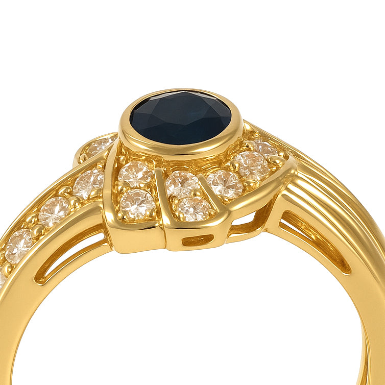 Anello - 18 carati Oro giallo - 0.82ct. tw. Zaffiro - Diamante