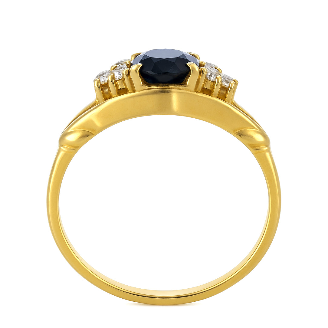 Anello - 18 carati Oro giallo - 0.72ct. tw. Zaffiro - Diamante