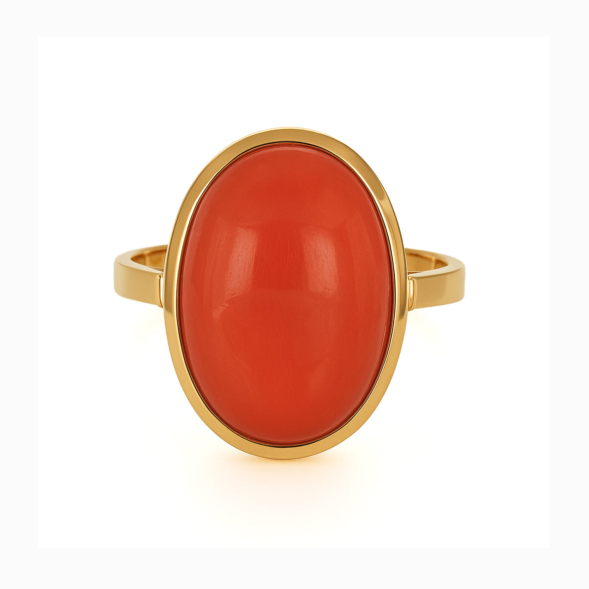 Anello - 18 carati Oro giallo Corallo