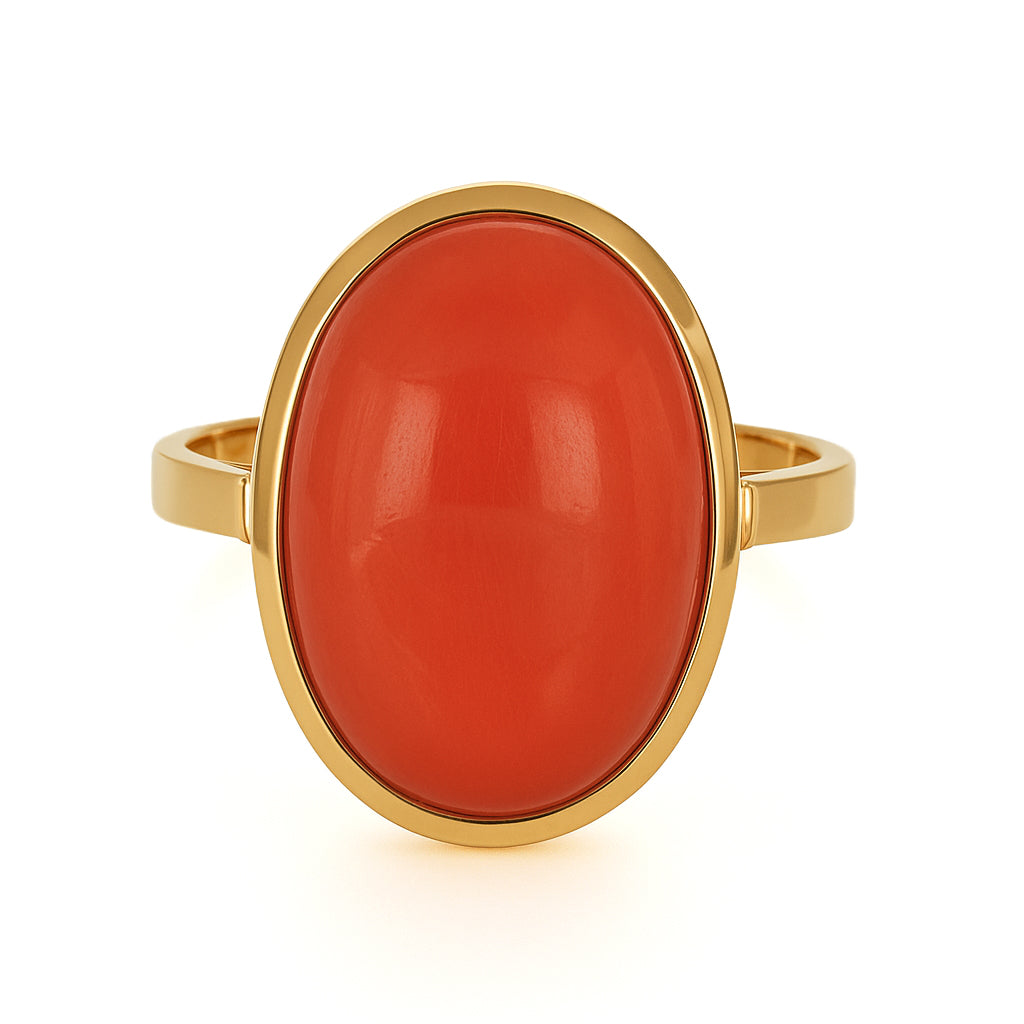 Anello - 18 carati Oro giallo Corallo