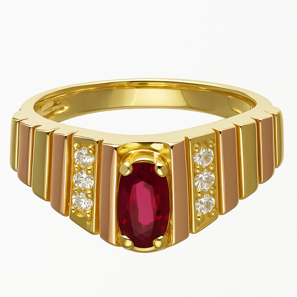 Anello - 18 carati Oro giallo - 2.06ct. tw. Rubino - Diamante