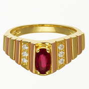 Anello - 18 carati Oro giallo - 2.06ct. tw. Rubino - Diamante