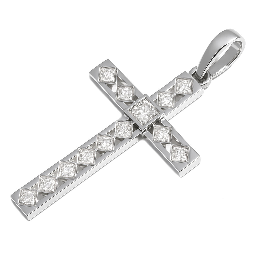 Ciondolo - 18 carati Oro bianco - 0.12ct. tw. Diamante (Naturale)