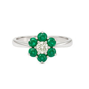 Anello - 18 carati Oro bianco - 0.58ct. tw. Smeraldo - Diamante