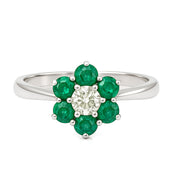 Anello - 18 carati Oro bianco - 0.58ct. tw. Smeraldo - Diamante