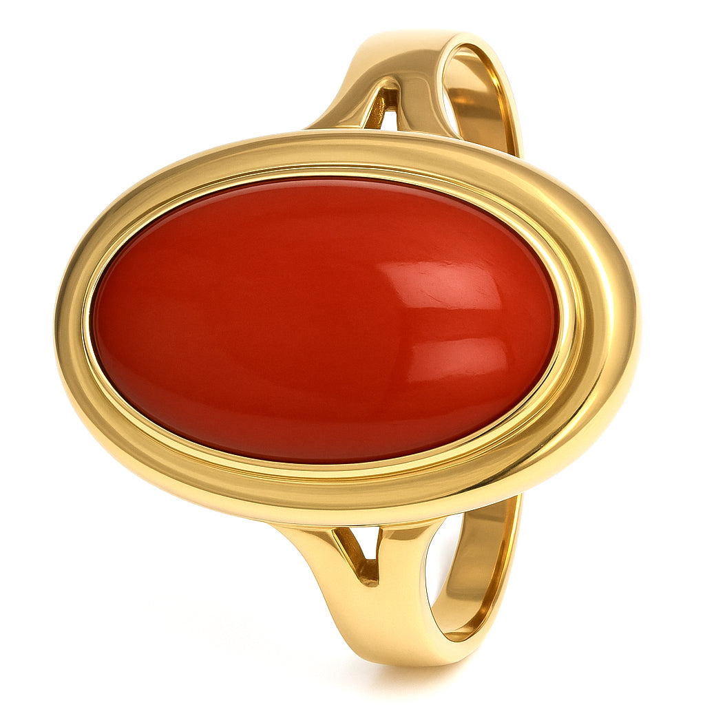Anello - 18 carati Oro giallo Corallo