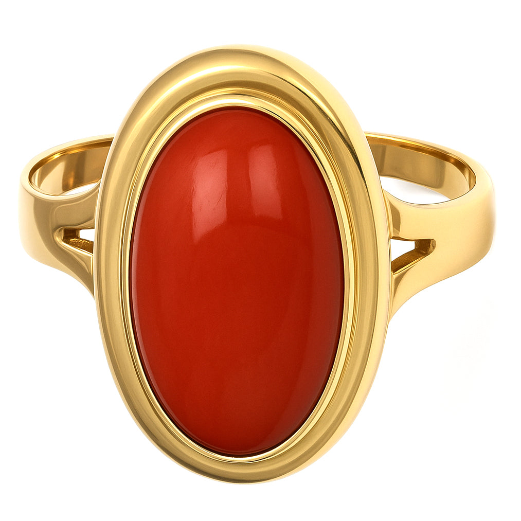 Anello - 18 carati Oro giallo Corallo