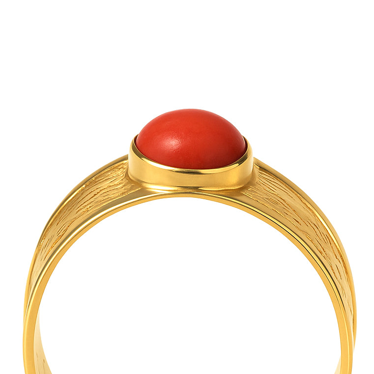 Anello - 18 carati Oro giallo Corallo