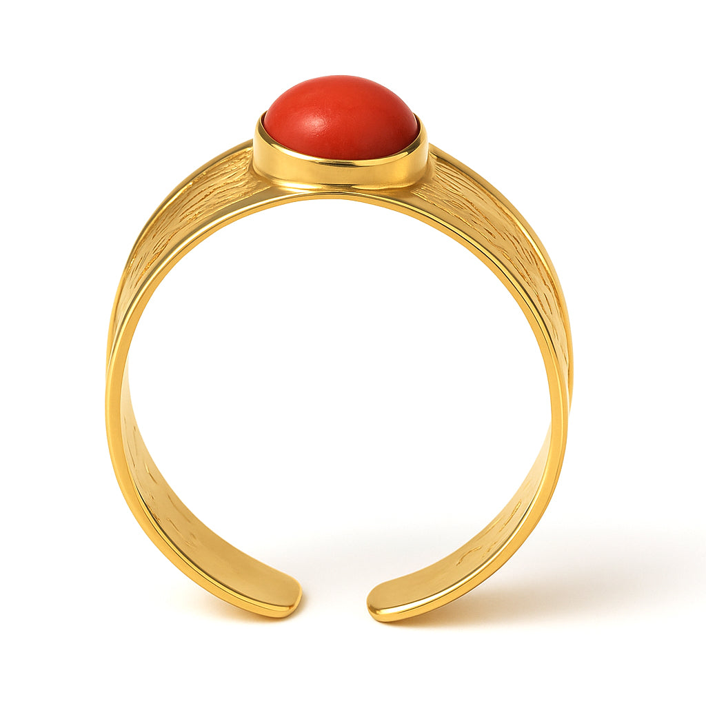 Anello - 18 carati Oro giallo Corallo