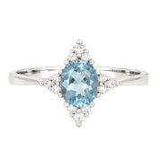 Anello - 18 carati Oro bianco - 0.90ct. tw. Acquamarina - Diamante