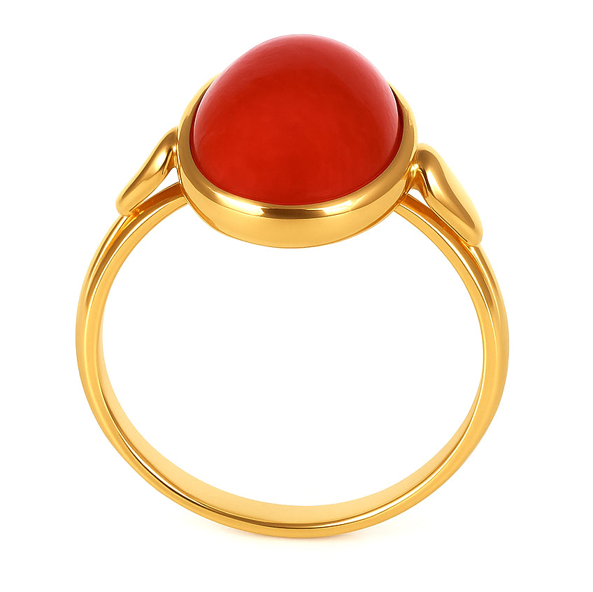 Anello - 18 carati Oro giallo Corallo