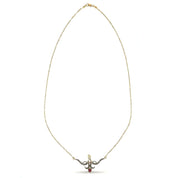 Collana - 18 carati Oro giallo, Argento - 0.395ct. tw. Rubino - Diamante