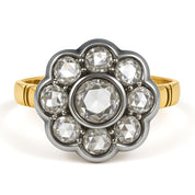 Anello in Oro giallo 18 carati e Argento 800 - Diamanti