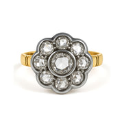 Anello in Oro giallo 18 carati e Argento 800 - Diamanti