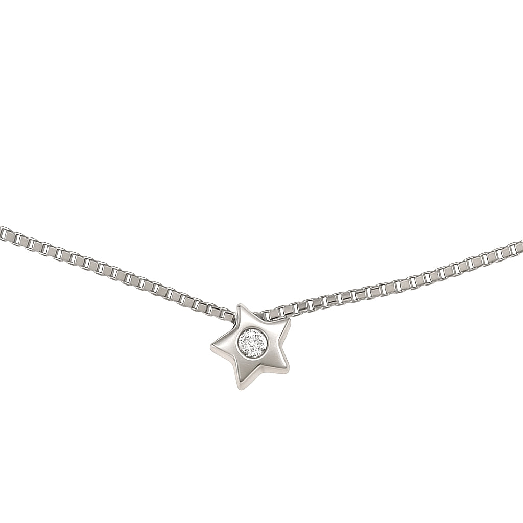 Collana con ciondolo - 18 carati Oro bianco - 0.02ct. tw. Diamante (Naturale)