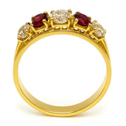 Anello in oro giallo 18 carati con n 2 Rubini da 0.40 Ct tot e zirconi