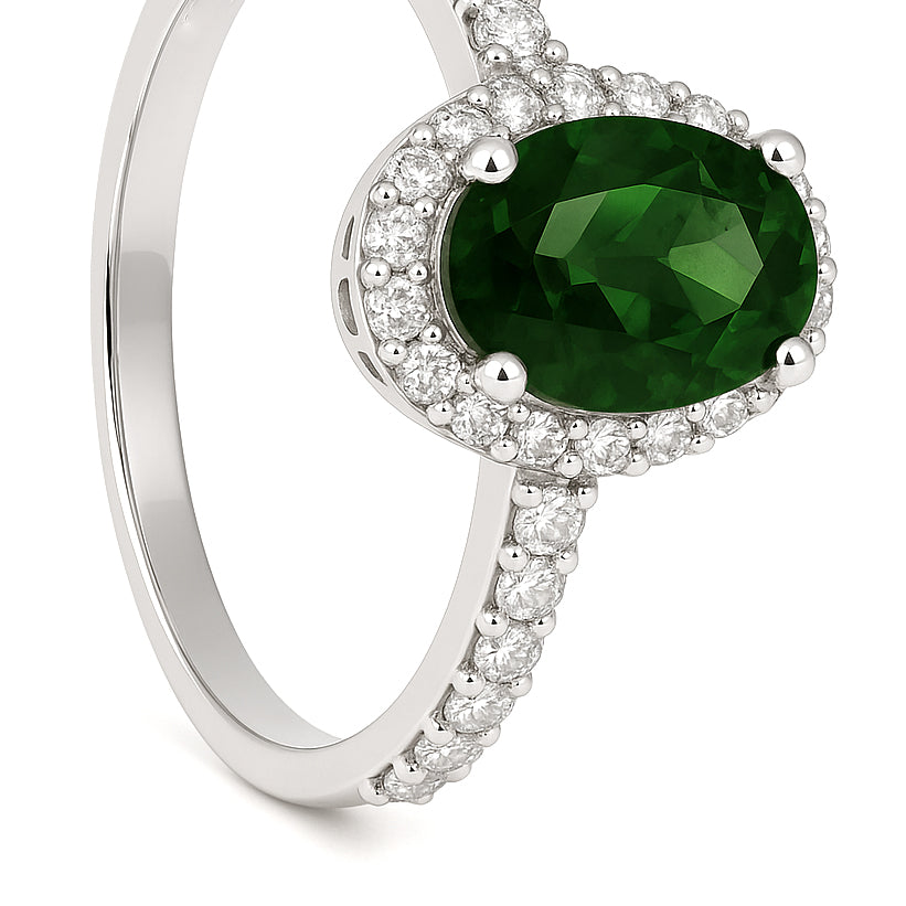 Anello - 18 carati Oro bianco - 1.44ct. tw. Tormalina - Diamante