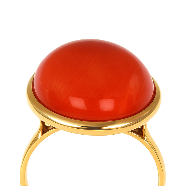 Anello - 18 carati Oro giallo Corallo